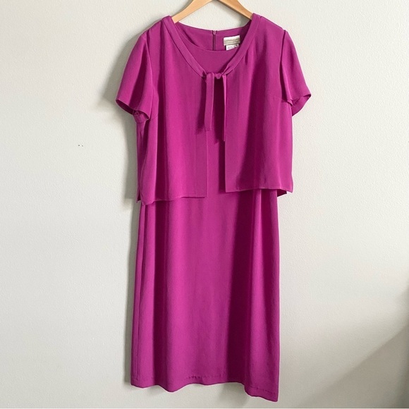Coldwater Creek Dresses & Skirts - Coldwater Creek Fuchsia Pink Silk Chiffon Sheath Dress and Shrug Set Size 12